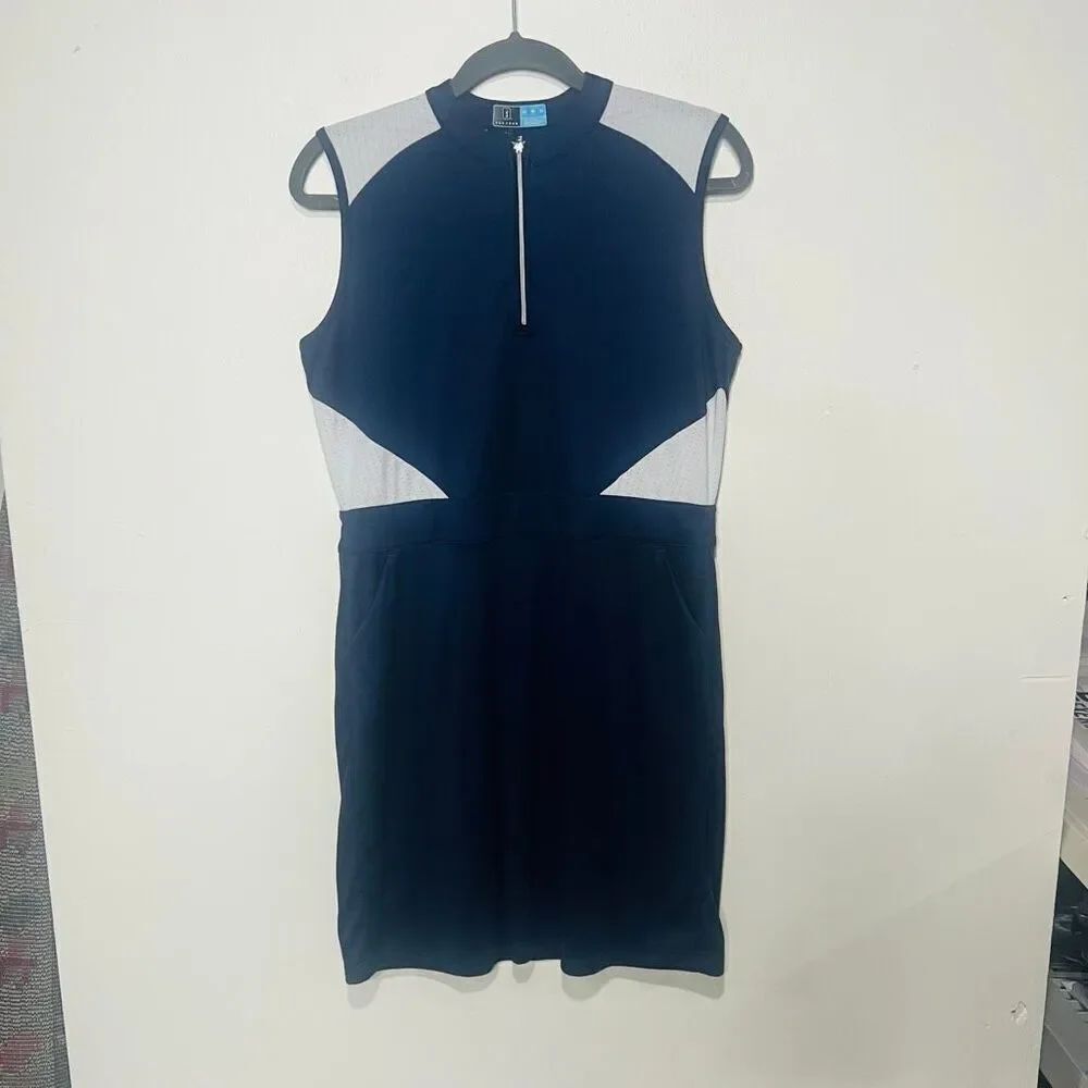 PGA Tour Golf Dress Navy Blue White Sz M